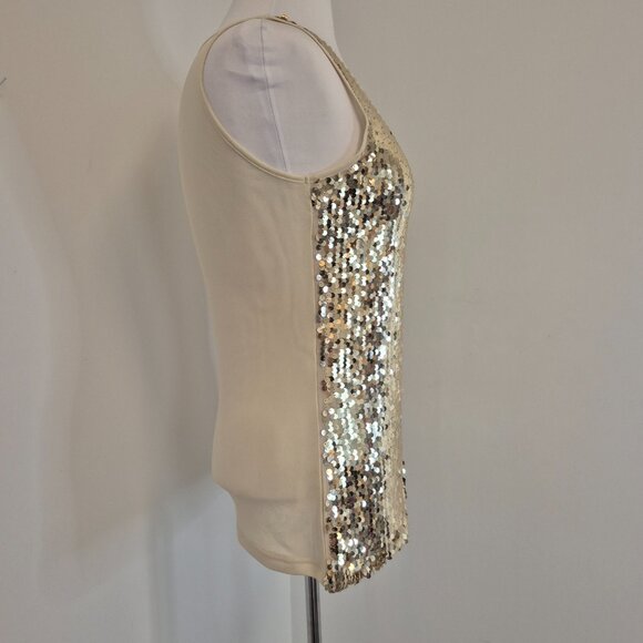 Sequinned Sleeveless Top with Mesh Back M - Picture 3 of 10